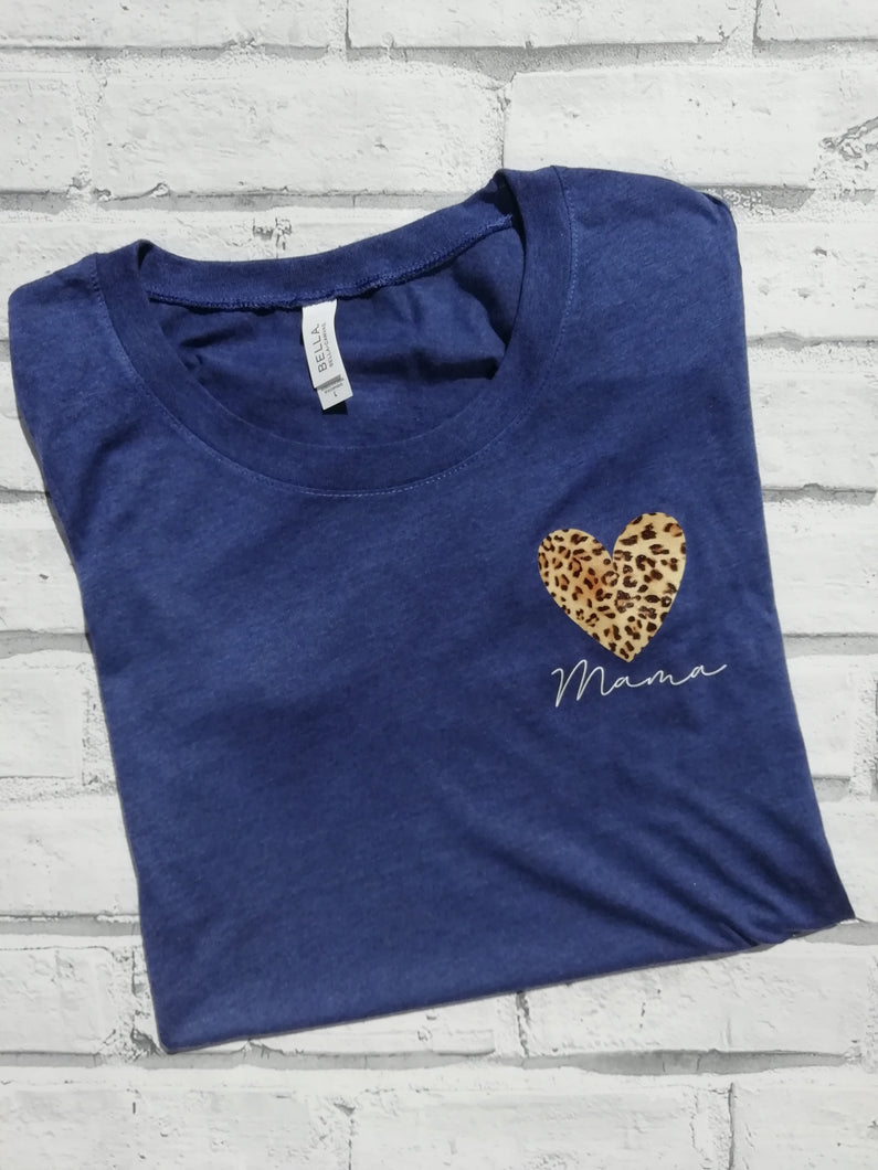 Mama Leopard Print Heart Tee